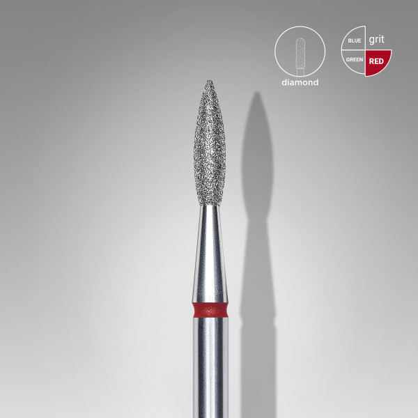 STALEKS PRO EXPERT Gyémánt csiszolófej - piros hegyes láng 2,1 mm / 8 mm