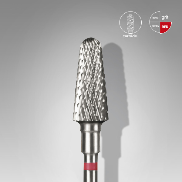 STALEKS PRO EXPERT Karbid csiszolófej FRUSTUM - piros csonka kúp 6 mm / 14 mm