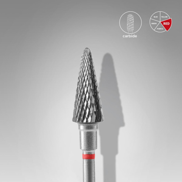STALEKS PRO EXPERT Karbid csiszolófej CONE - piros kúp 6 mm / 14 mm