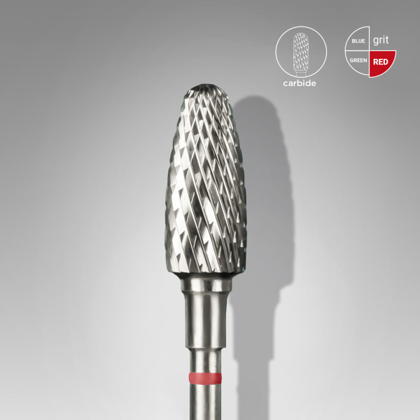 STALEKS PRO EXPERT Karbid csiszolófej CORN - piros 6 mm / 14 mm
