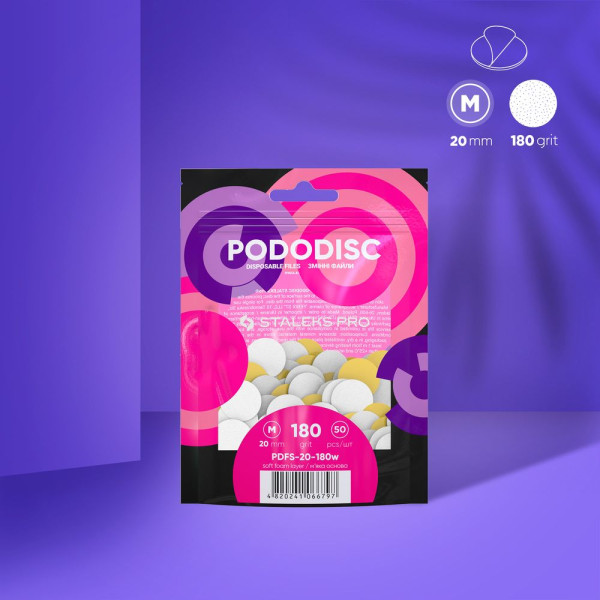 STALEKS PRO PODODISC M EXPERT fehér eldobható reszelőkorongok puha habréteggel pedikűr tárcsához 180-as (50 db)