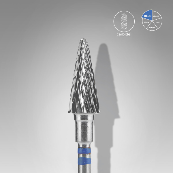 STALEKS PRO EXPERT Karbid csiszolófej balkezeseknek CONE - kék kúp 6 mm / 14 mm