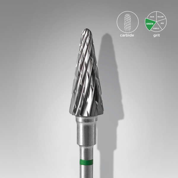 STALEKS PRO EXPERT Karbid csiszolófej CONE - zöld kúp 6 mm / 14 mm