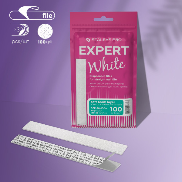 STALEKS PRO fehér, puha cserélhető reszelőlapok egyenes alaphoz -100-as EXPERT 20 - 30 db