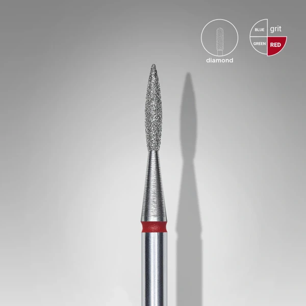 STALEKS PRO EXPERT Gyémánt csiszolófej - piros hegyes láng 1,6 mm / 8 mm